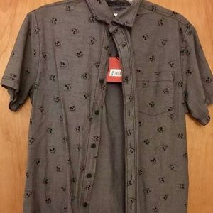 Men's Grey Mossimo Supply Co. Skull Button Down